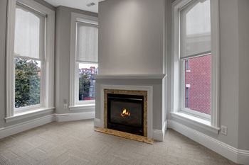 Empty room with fireplace