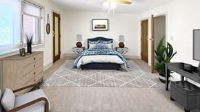 Pittsburgh townhouse for rent - a bedroom with a bed and a dresser in front of a window