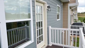 A home with gray siding