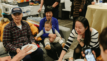 A group of people sitting