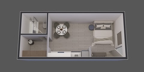 Floor plan for studio, 1 bath, 300 sqft