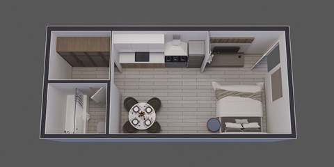 Floor plan for studio, 1 bath, 300 sqft