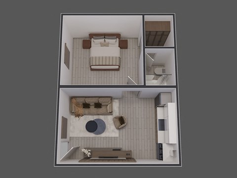 Floor plan for 1 bed, 1 bath