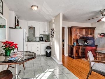 Oklahoma City apartment for rent - a kitchen and dining room with a table and chairs