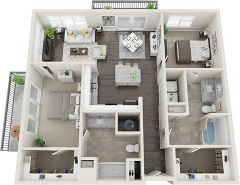 Floor plan for 2 beds, 2 baths, 1143 sqft