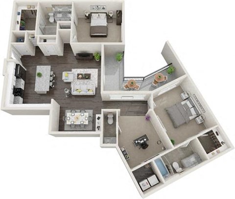 Floor plan for 2 beds, 2.5 baths, 1429 sqft