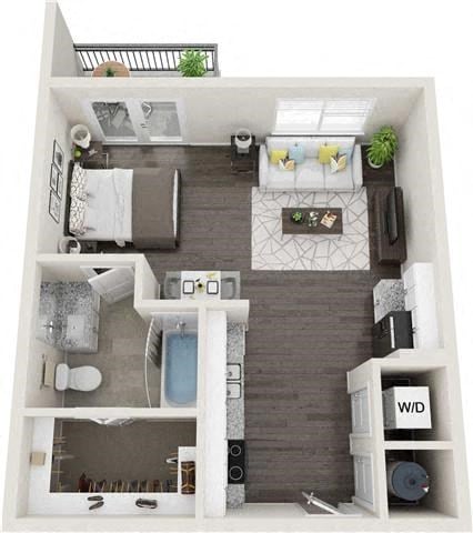 Floor plan for studio, 1 bath, 528 sqft