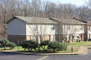 Memphis apartment for rent - a white and brown house with trees and a fire hydrant