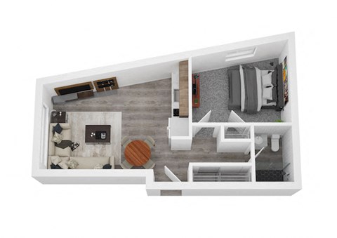 Floor plan for 1 bed, 1 bath, 579 sqft