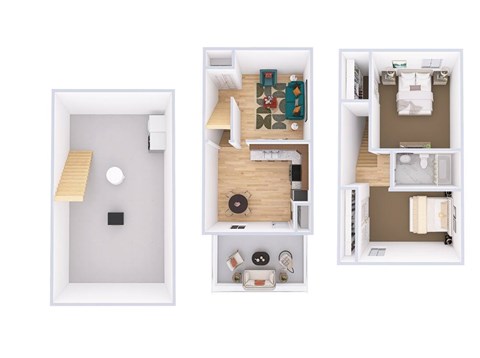 Floor plan for 2 beds, 1 bath, 12481225 sqft