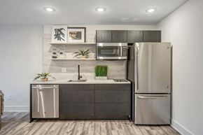 Cincinnati apartment for rent - a kitchen with stainless steel appliances and a stainless steel refrigerator