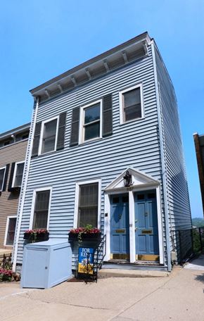 Cincinnati apartment for rent - the front of a house with a blue door