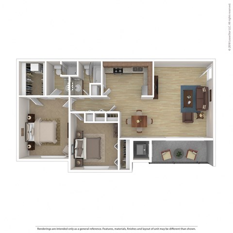 Floor plan for 2 beds, 2 baths, 1080 sqft