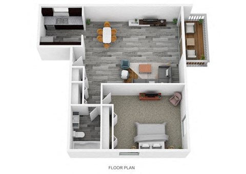 Floor plan for 1 bed, 1 bath, 650 sqft