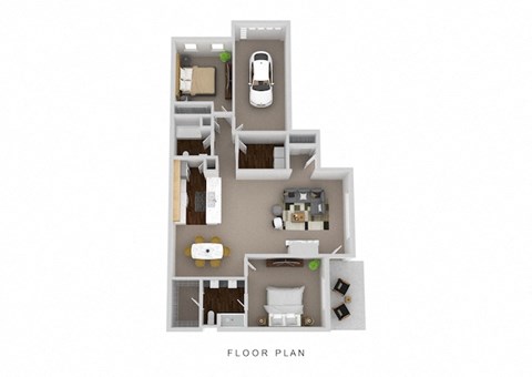 Floor plan for 2 beds, 2 baths, 1279 sqft