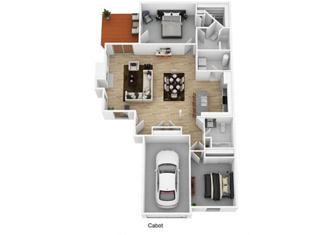 Floor plan for 2 beds, 2 baths, 1290 sqft