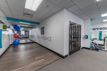 Fitness center with yoga/stretch area