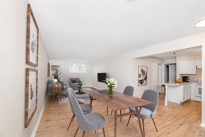 Kettering apartment for rent - A dining room with a table and chairs at The Alpine Apartments, Ohio