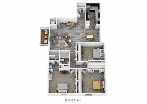 Floor plan for 3 beds, 2 baths, 1200 sqft