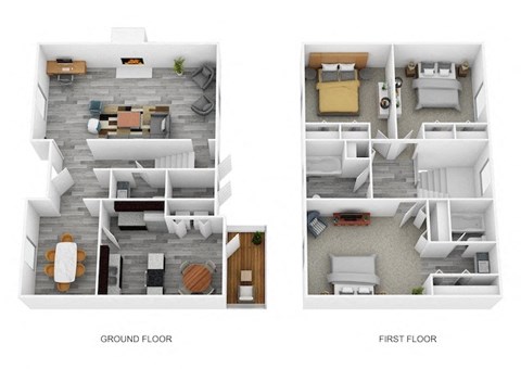 Floor plan for 3 beds, 2.5 baths, 1800 sqft