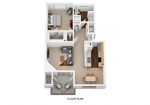 Floor plan for 1 bed, 1 bath, 910 sqft