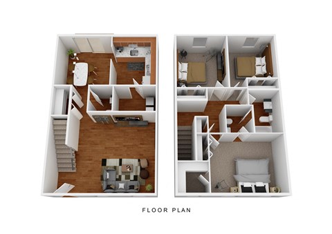 Floor plan for 3 beds, 2.5 baths, 1212 sqft