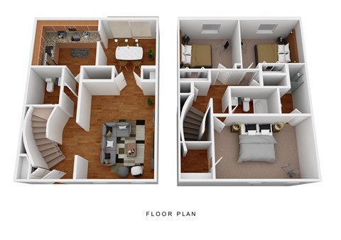Floor plan for 3 beds, 2.5 baths, 1303 sqft