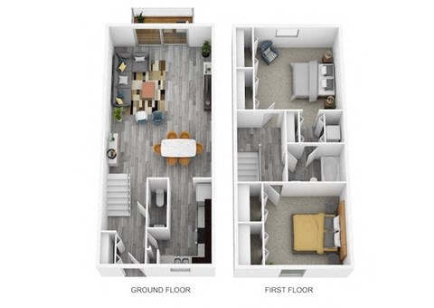 Floor plan for 2 beds, 1.5 baths, 1110 sqft