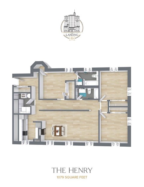 Floor plan for 3 beds, 2 baths, 1231 sqft