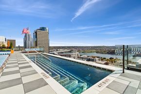 Cincinnati apartment for rent - A swimming pool with a view of the city.