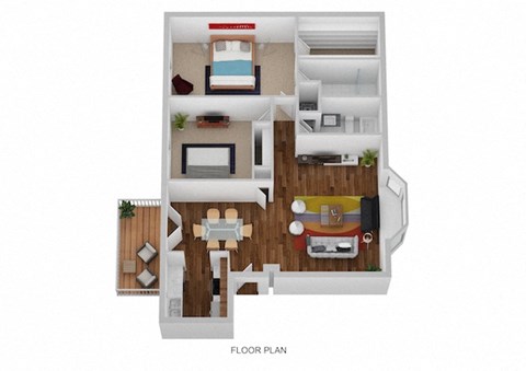 Floor plan for 2 beds, 2 baths, 1040 sqft