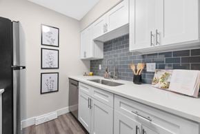 Columbus apartment for rent - Kitchen with white countertop at The Rand Apartments, Ohio, 43227