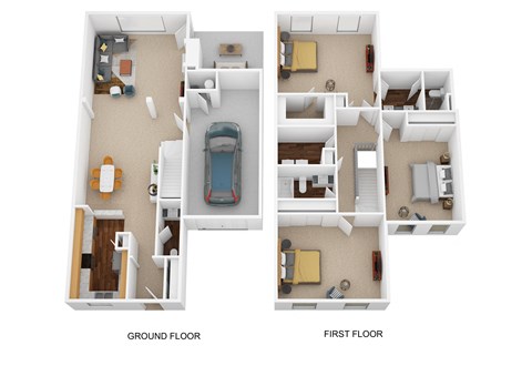 Floor plan for 3 beds, 2.5 baths, 1860 sqft