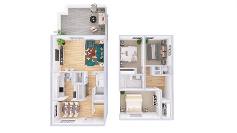 Floor plan for 3 beds, 2 baths, 1550 sqft