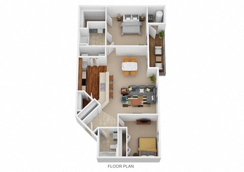 Floor plan for 2 beds, 2 baths, 1117 sqft