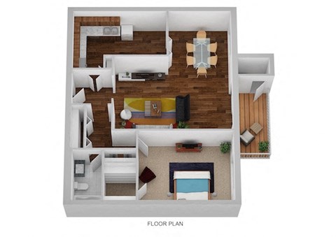 Floor plan for 1 bed, 1 bath, 921 sqft