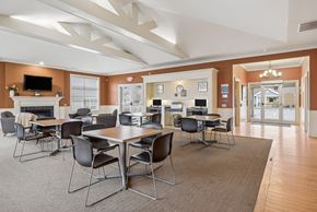 Columbus apartment for rent - A conference room with a long table and chairs.