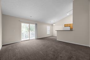Columbus apartment for rent - A spacious room with a carpeted floor and a sliding glass door leading to a balcony.