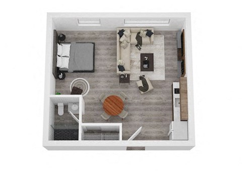 Floor plan for studio, 1 bath, 546 sqft