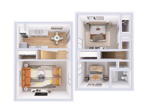 Floor plan for 2 beds, 1 bath, 780 sqft