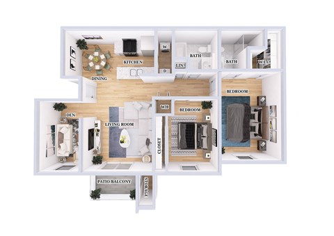 Floor plan for 2 beds, 2 baths, 1148 sqft