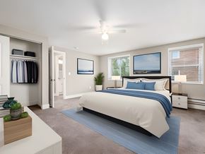 Columbus apartment for rent - a bedroom with a bed and a closet