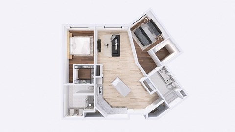 Floor plan for 2 beds, 2 baths, 1082 sqft