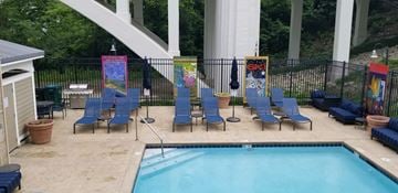 Cincinnati apartment for rent - the pool and chairs at the poolside of a house