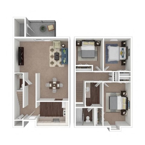 Floor plan for 3 beds, 1.5 baths, 1165 sqft