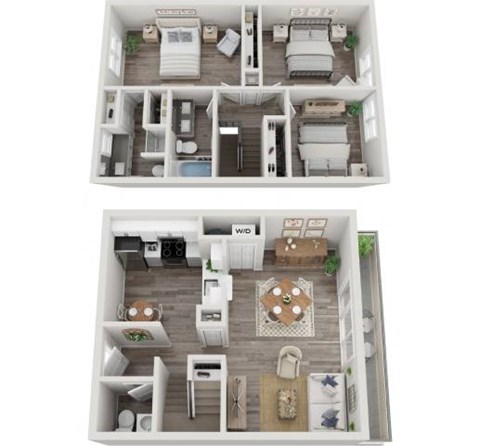 Floor plan for 3 beds, 2.5 baths, 1432 sqft