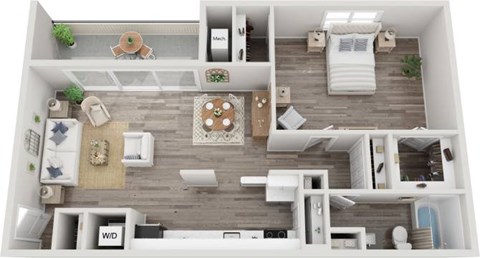 Floor plan for 1 bed, 1 bath, 787 sqft