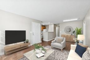 Indianapolis apartment for rent - A living room with a flat screen at Waterfront Pointe, Indianapolis, 46214 TV
