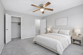 Columbus townhouse for rent - bedroom with a bed and two pillow at Timbercreek Apts, Columbus, 43207