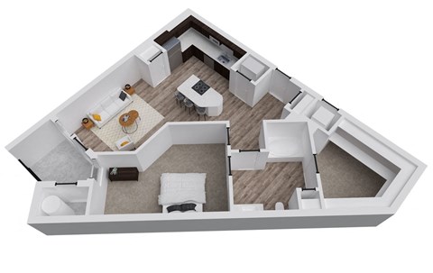 Floor plan for 1 bed, 1 bath, 804 sqft